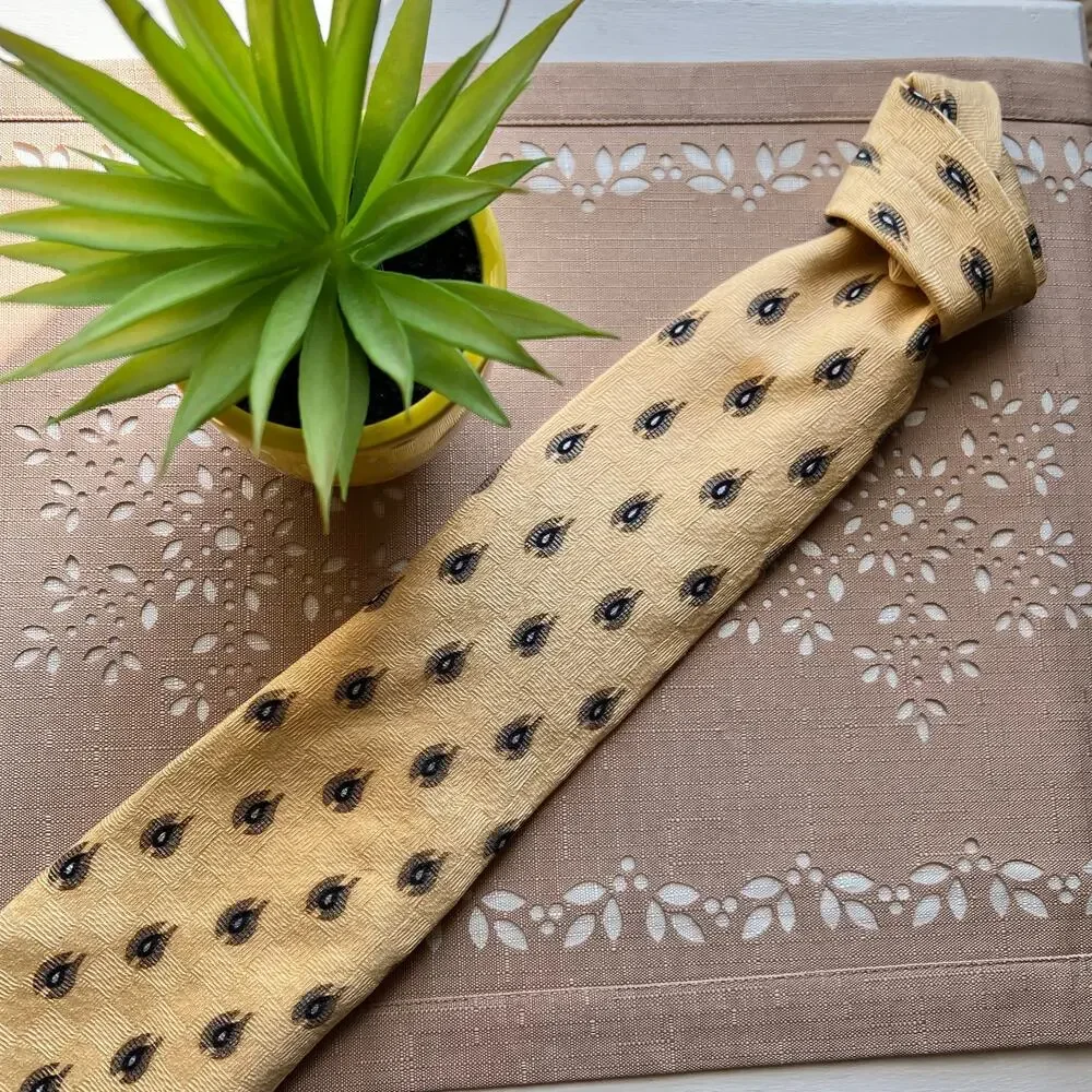 Neo Bill Blass Buff Abstract Print 100% Silk Necktie